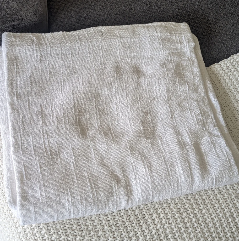 Threshold White Shower Curtain Textured Fabric